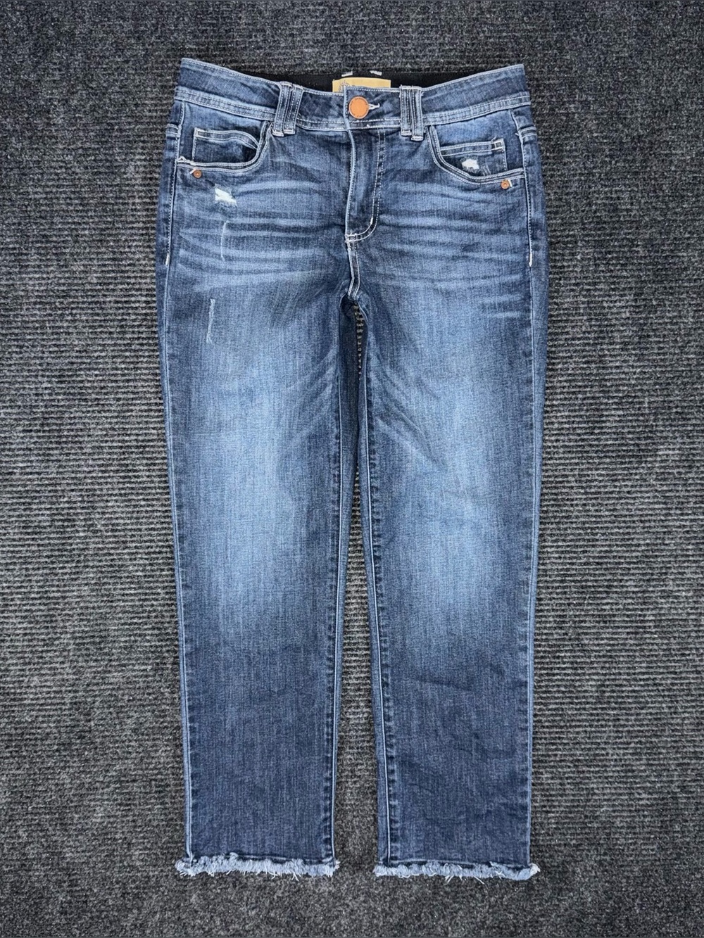 Democracy Ab Technology Cropped Straight Jeans Womenโs 6 Raw Hem Stretch Casual